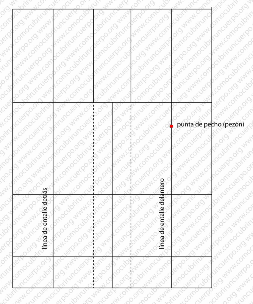 Líneas de entalle y costadillo en el patrón del corsé masculino