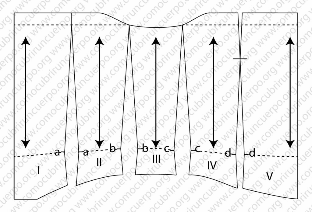 Patrón completo del corsé masculino antes de separar las piezas