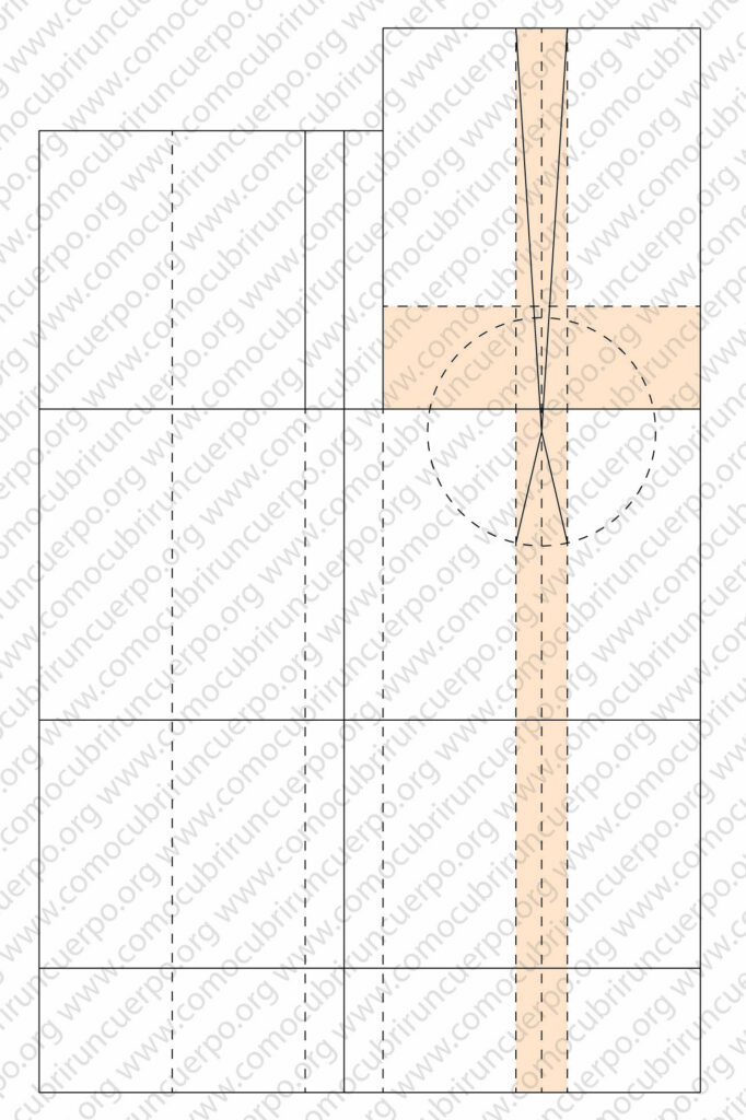 Trazado de la pinza de pecho tras absorber el desarrollo horizontal en el corsé femenino