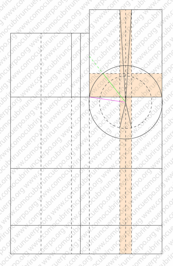 Construcción de la segunda pinza de pecho mediante circunferencia en el patrón del corsé femenino