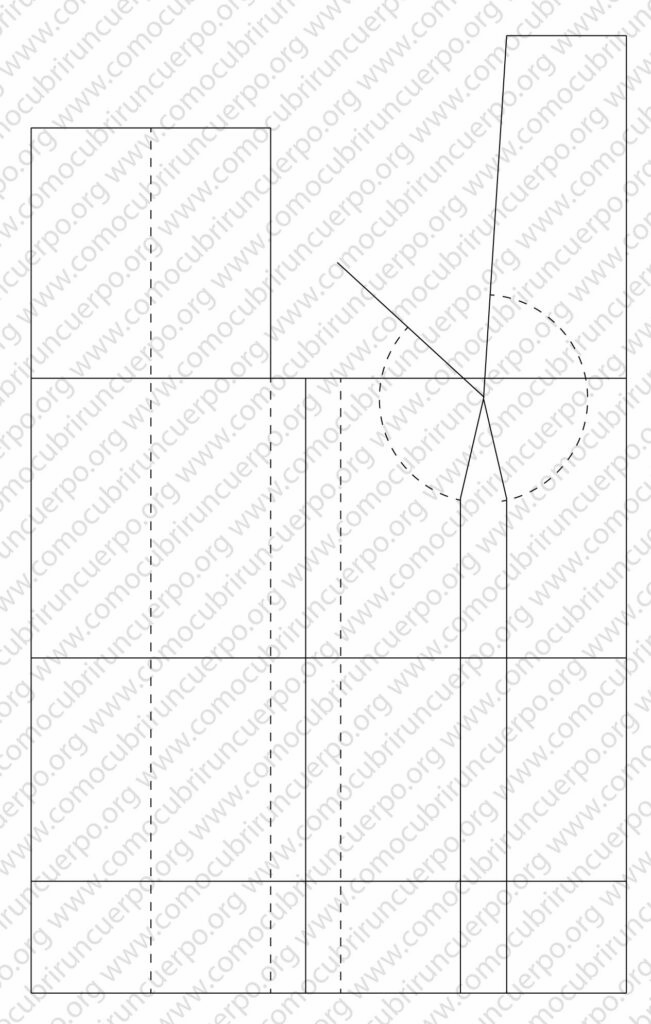 Patrón del corsé femenino tras eliminar las líneas auxiliares del trazado