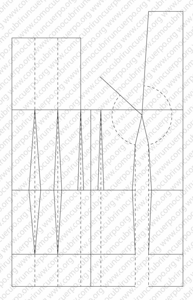 Re-pinzas en la cintura del corsé femenino para ajustar una talla