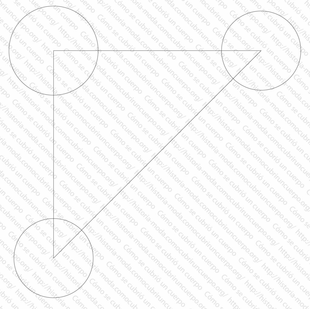 Trazado geométrico del sarouel de patrón cuadrado con radios y líneas perpendiculares