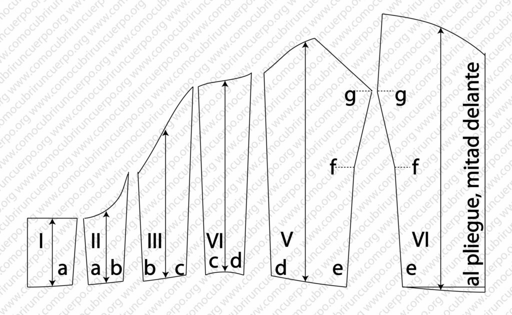 Cinturilla del bustier con variaciones de altura según espalda, costado y delantero