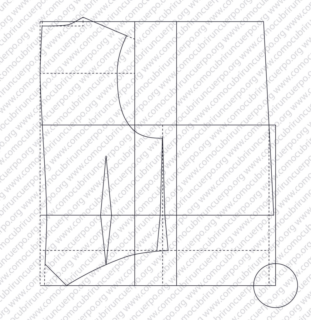 Costura lateral del delantero del chaleco masculino con valores iguales a la espalda