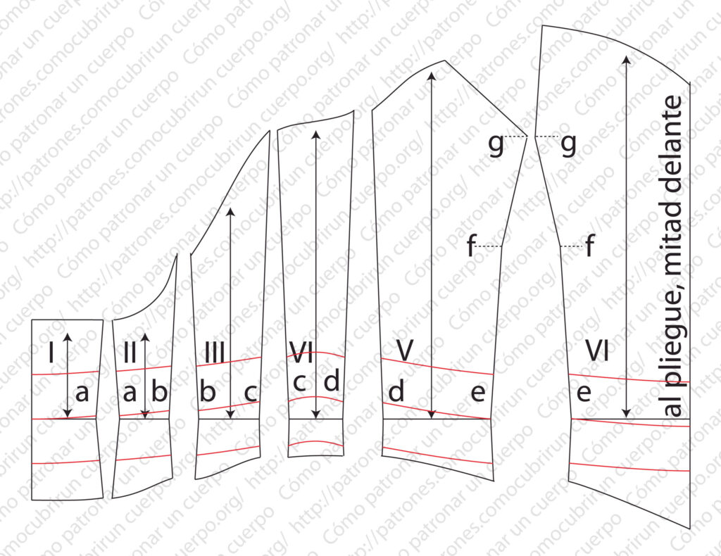 Trazado de dos líneas paralelas a 3 cm por encima y por debajo de la cintura real para definir la altura de la cinturilla rígida