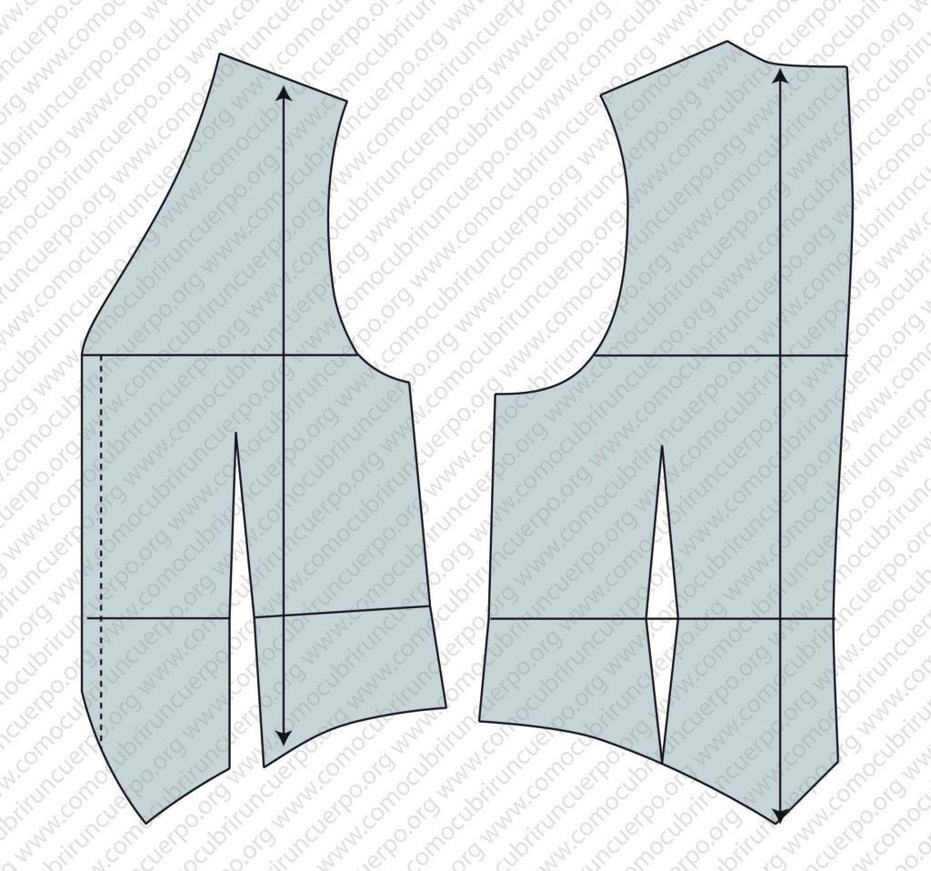 Patrón base del chaleco masculino utilizado como base para forro y enformas