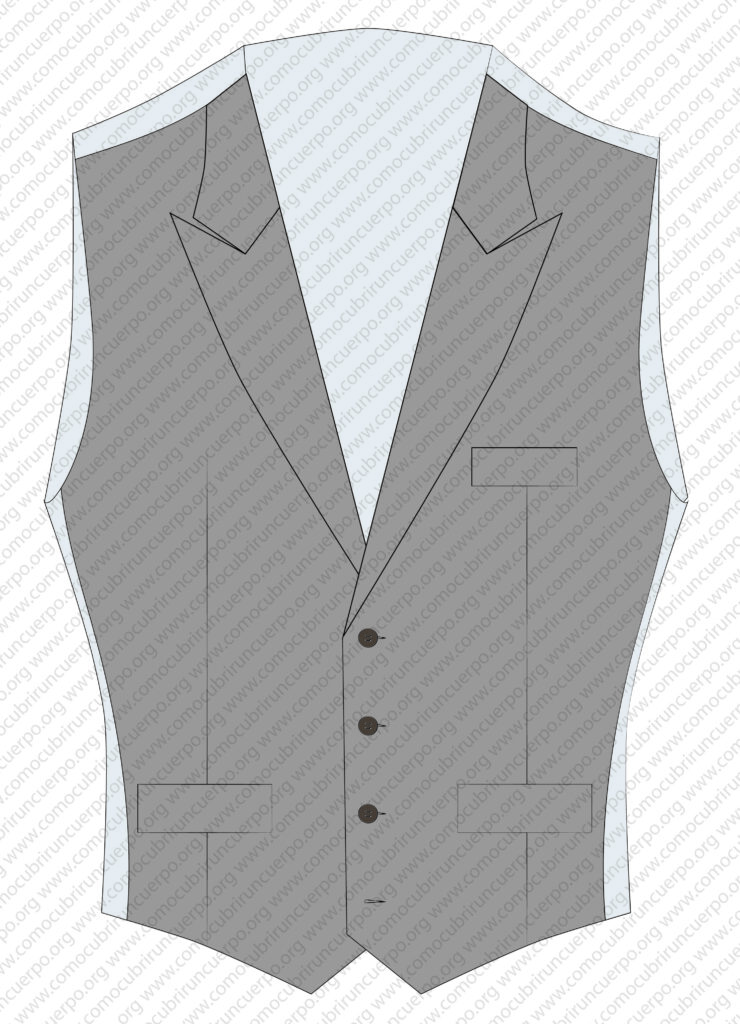 Chaleco masculino con solapa de una sola pieza, sin contra-inglesa