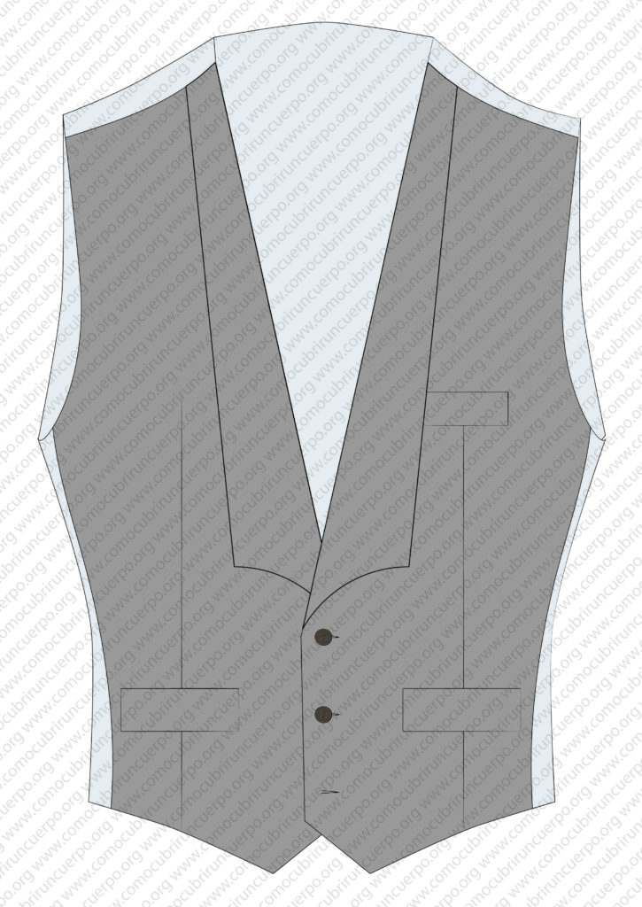 Chaleco masculino con cuello façon trottoir de apertura convexa