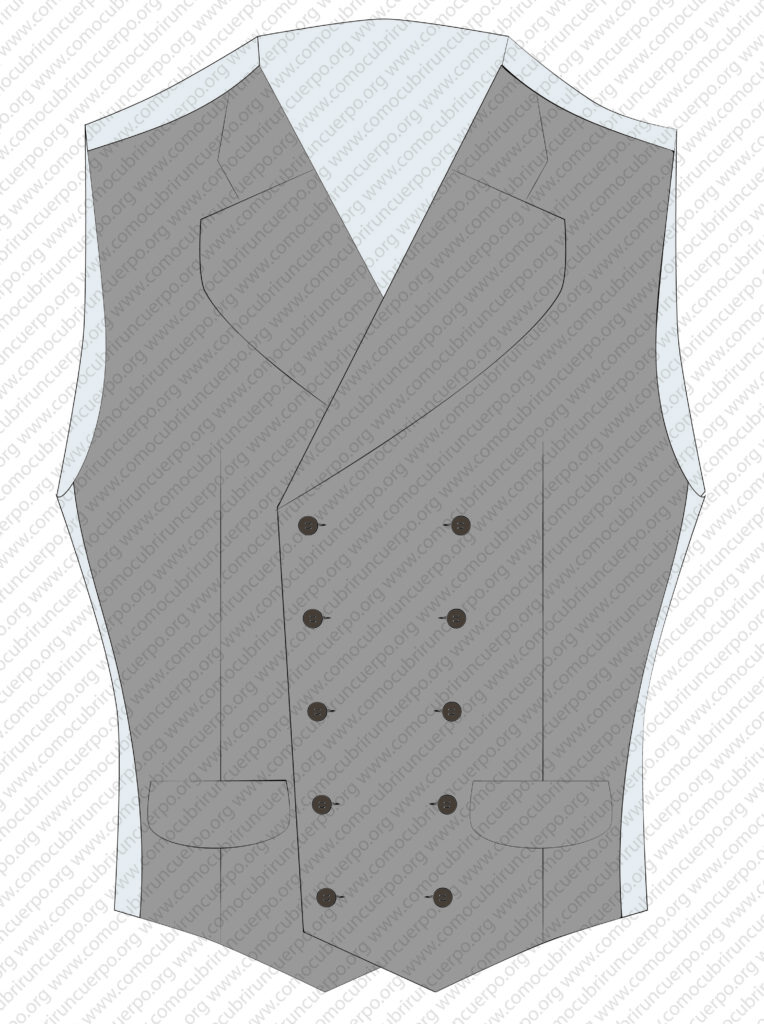 Chaleco cruzado recto con doble botonadura paralela a la línea de mitad de cuerpo