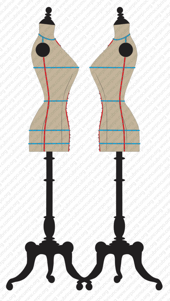 Maniquí de moulage con el bolduc del hombro colocado según la inclinación del hombro