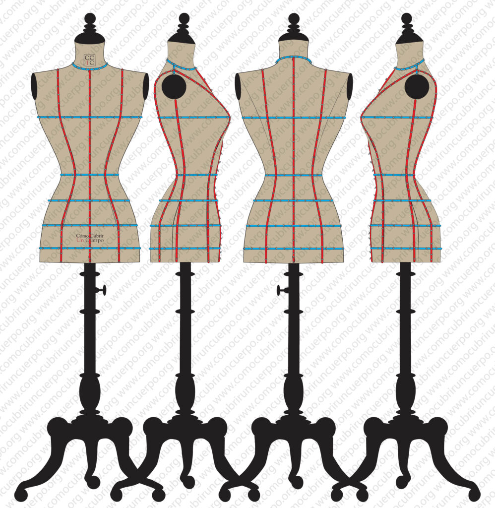 Maniquí de moulage con los bolducs de entalle de pecho y de espalda colocados