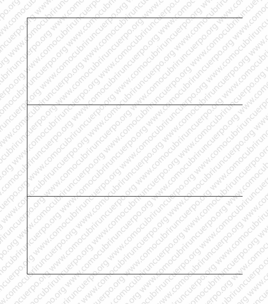 Trazado de las líneas paralelas de sisa, cintura y cadera a partir de la línea de cuello en el patrón del chaleco femenino proporcional.