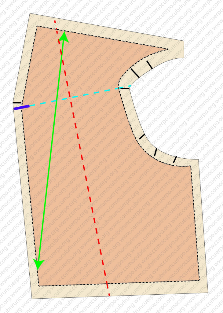 Comparación entre la pieza de glasilla y el patrón en papel superpuestos