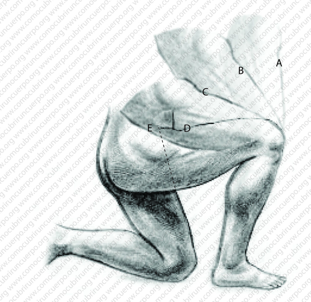 Pierna masculina en distintas posiciones de flexión mostrando el aumento de longitud en el desarrollo vertical de la rodilla