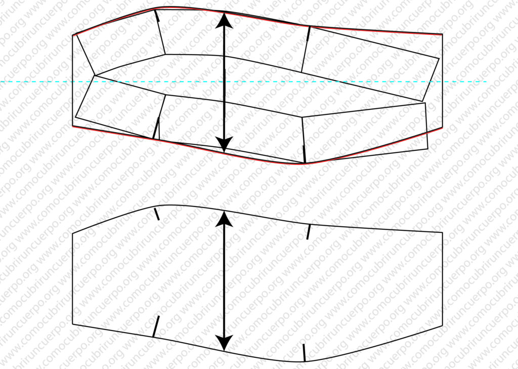 Marcado de los piquetes y del derecho hilo en la pieza rodillera para su correcta unión con el resto del patrón