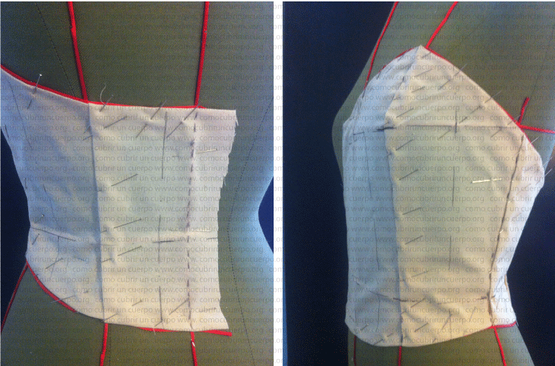 Relargo de mitad detrás y piquete de pecho en la glasilla del bustier