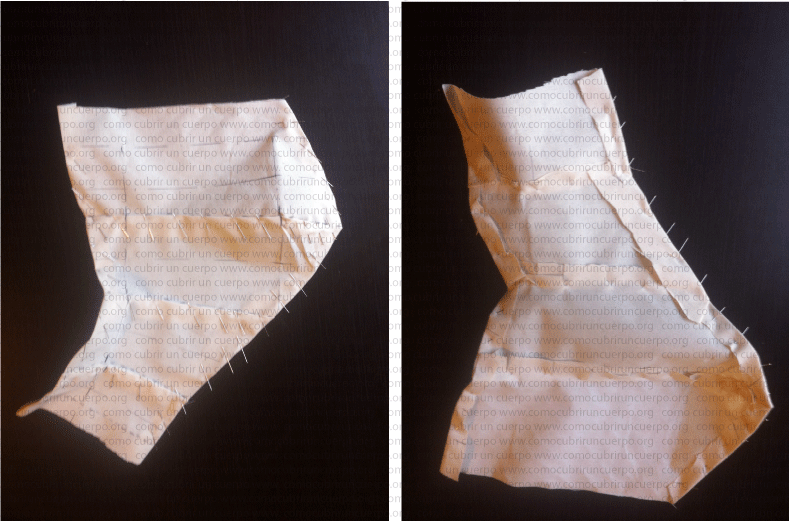 Glasilla del bustier de cuatro piezas puesta a plano por ambas caras