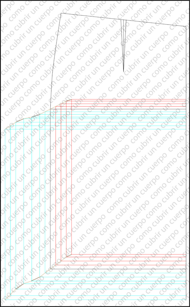 Plancha de gradación del delantero de falda masculina mostrando el escalado en la costura lateral con diferentes ratios según tramo de talla.