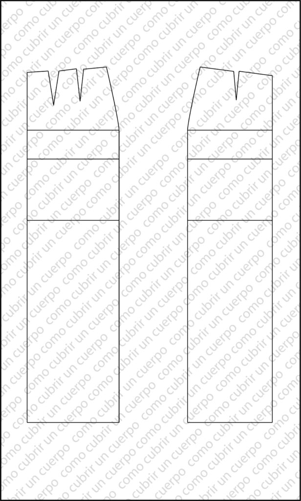 Patrón base de falda con línea de cadera marcada para separar el canesú