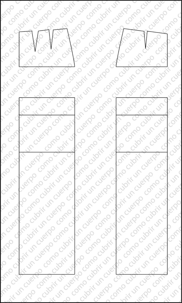 Separación del canesú y la pieza de vuelo a partir del patrón base de falda