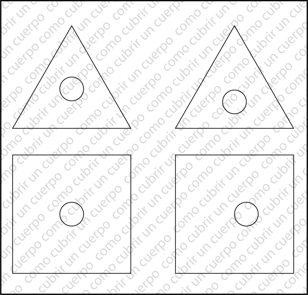 Esquemas de falda de picos triangular y cuadrada con círculo central para la cintura