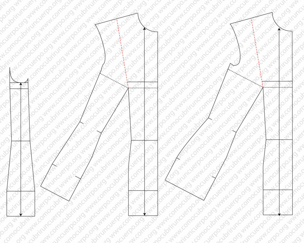 Rotación de la pinza de pecho a la cintura en el patrón del cuerpo femenino