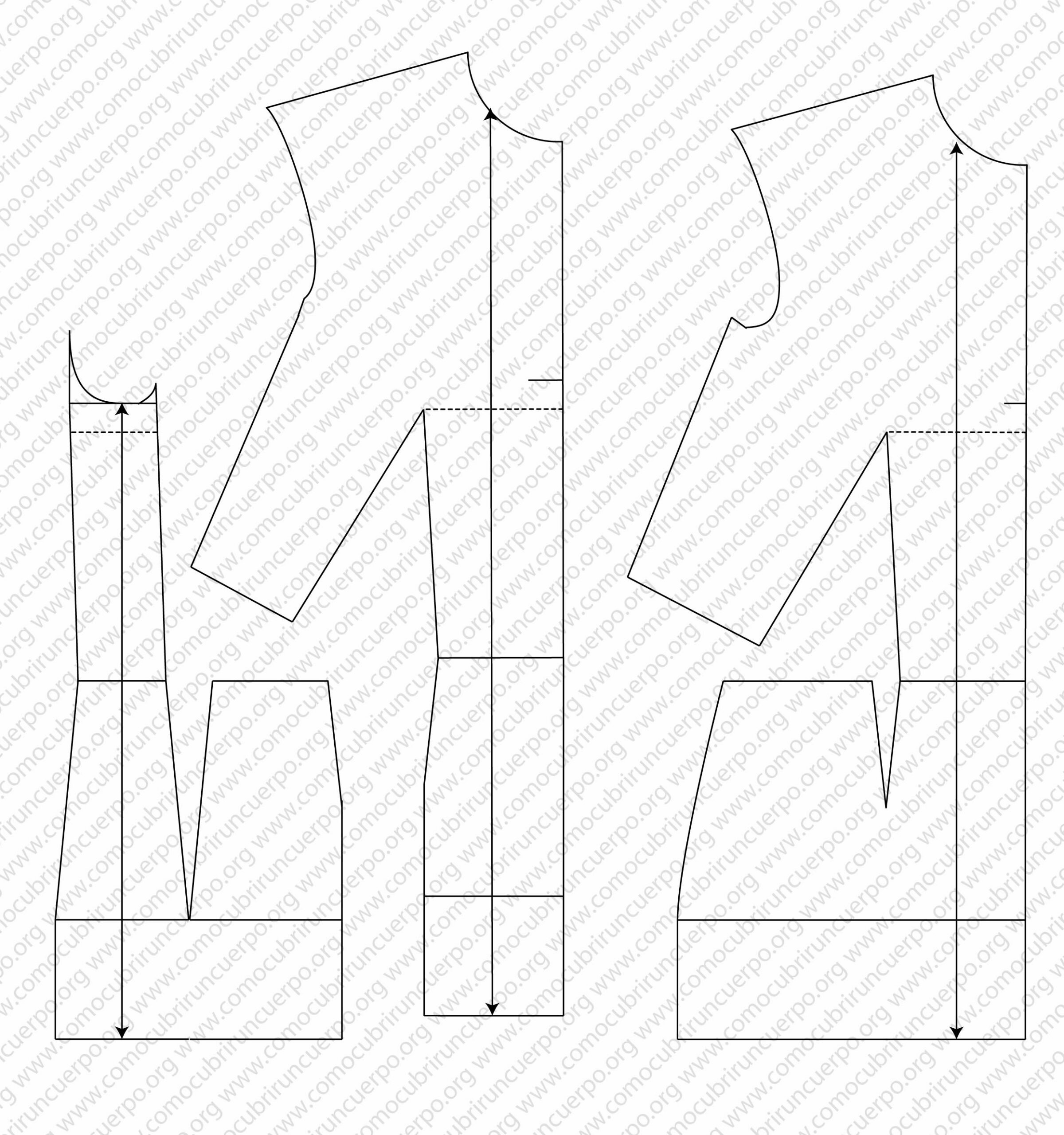 Apertura de la pinza de pecho hacia el delantero o el costadillo femenino