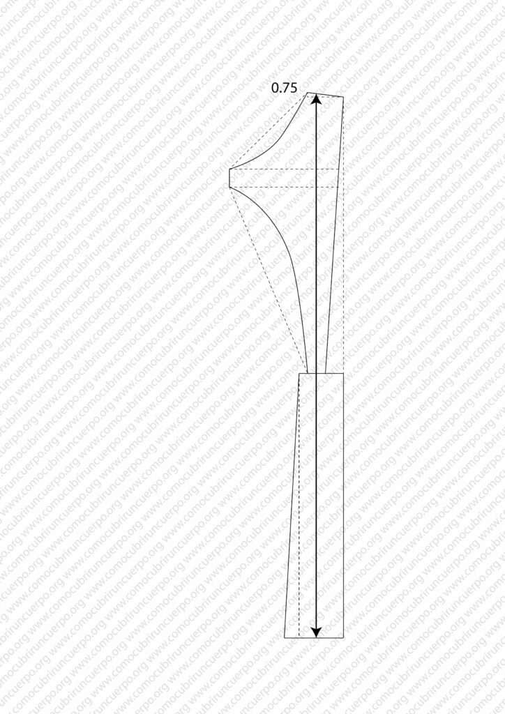 Definición de la costura de costado y marcado del derecho hilo en la espalda del traje de caballero de 1855