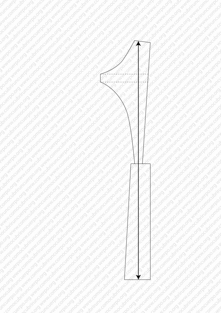 Patrón definitivo de la espalda del traje de caballero de 1855 sin líneas de construcción