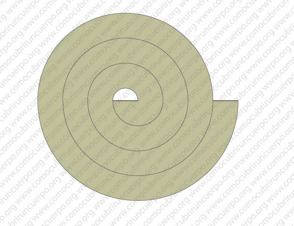 Volante de caracol de ancho constante generado con una espiral de dos centros, listo para corte en patronaje