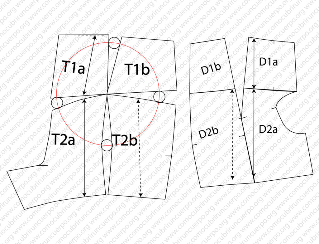 Regulación de las pinzas del glúteo en el moulage del cuerpo del pantalón