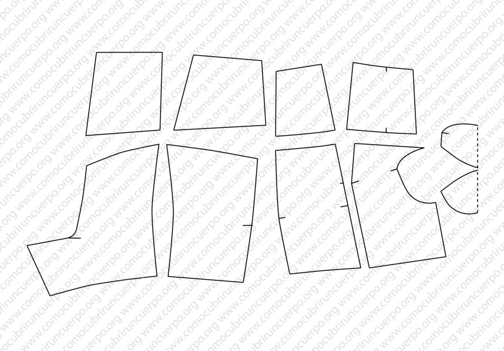 Despiece completo del patrón del cuerpo del pantalón a partir del moulage de la pierna