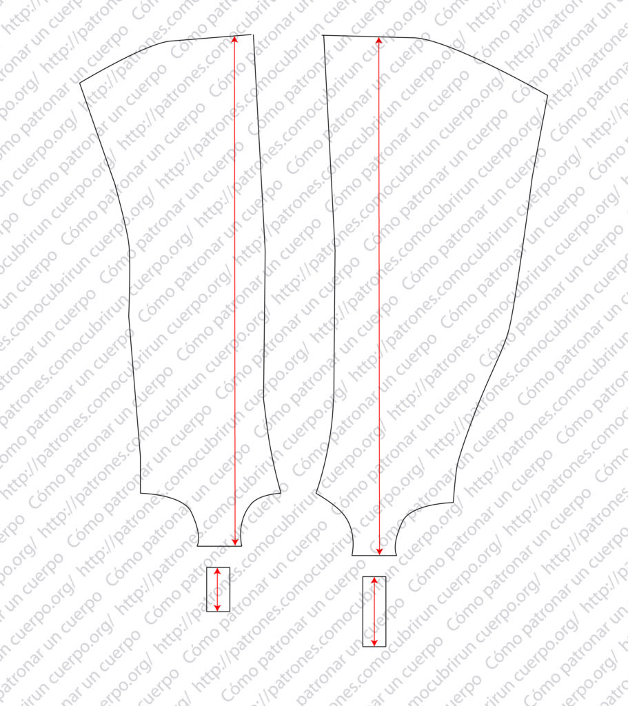 Patrón final de la polaina con líneas suavizadas y costuras comprobadas para la confección