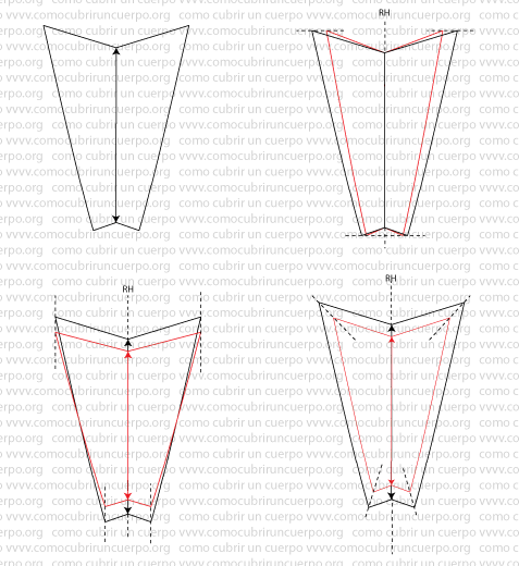 Detalle ampliado de la gradación horizontal y vertical del patrón de bóxer femenino