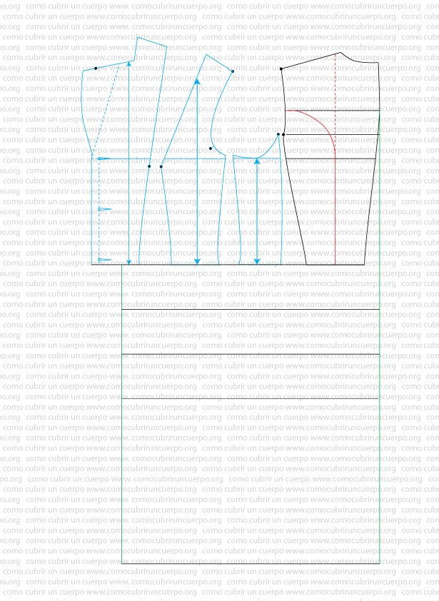 Desplazamiento de la pieza del delantero 1,5 cm para generar el entalle en la cintura del faldón femenino