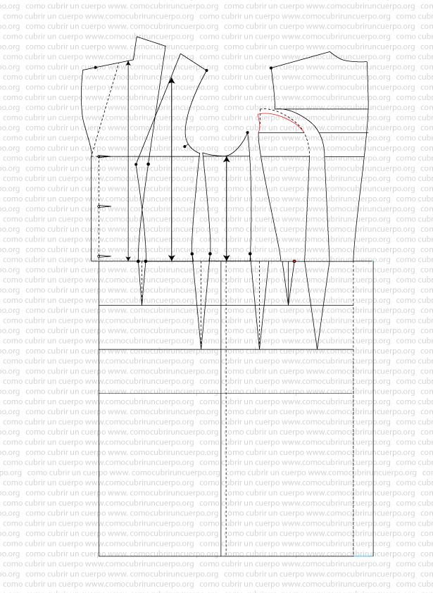 Ajuste de 1 cm en la sisa de la pieza de entalle de espalda para adaptar el faldón al omoplato