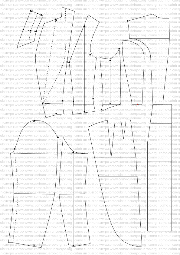 Unión de la pieza de la cola de garza a la cinturilla de mitad de espalda en el patrón del frac femenino