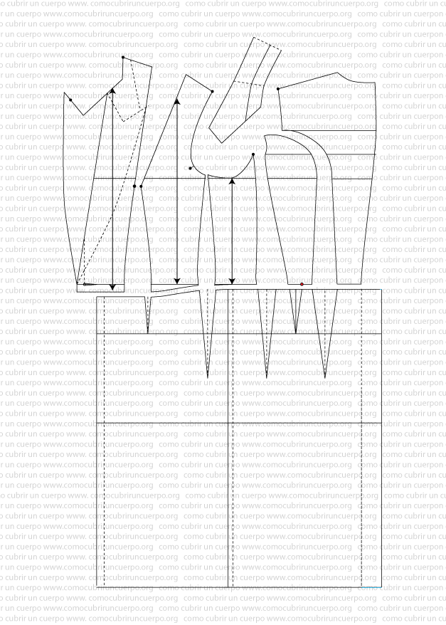 Ajuste de la línea de cintura entre cuerpo y faldón en el patrón del chaqué femenino