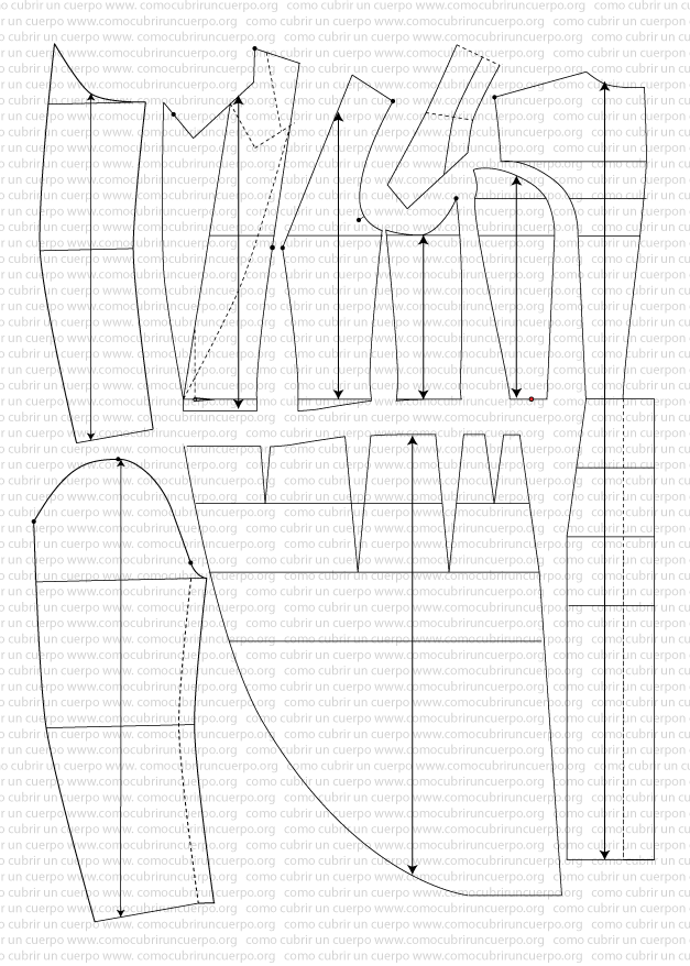 Unión de la cola en la pieza de mitad espalda del patrón del chaqué femenino