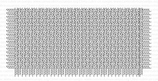 Estructura textil con hilos de urdimbre y trama con espiras en la misma dirección para facilitar el batanado