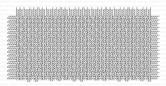Tejido con alternancia de hilos de torsión S y Z en grupos de tres mostrando efecto óptico en lana peinada