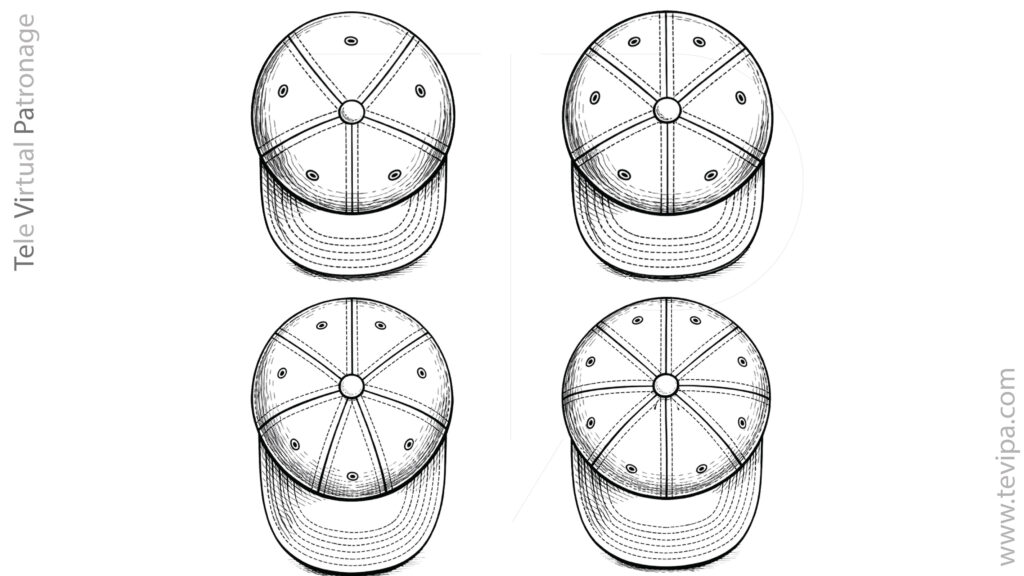 Diferentes configuraciones de gajos en una gorra de béisbol