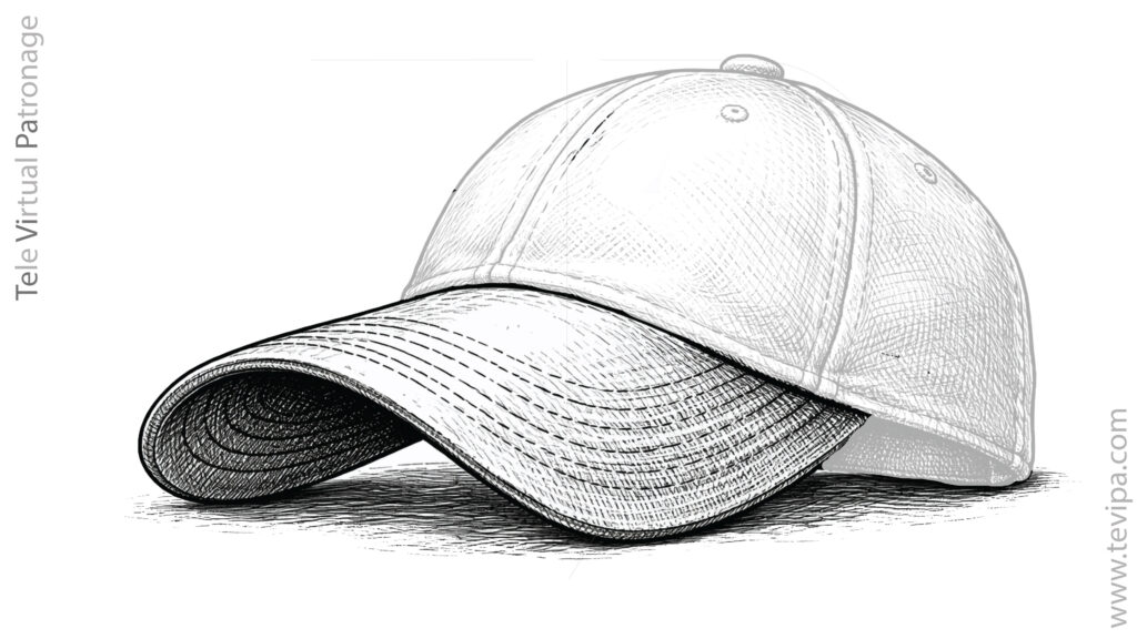 Visera curva de una gorra de béisbol vista en perspectiva, mostrando su forma estructural y rigidez