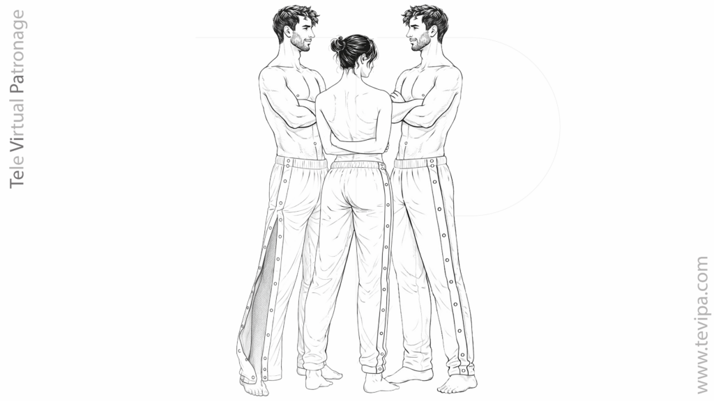 Ilustración técnica del pantalón tear-away con apertura lateral completa mediante cierres de clic