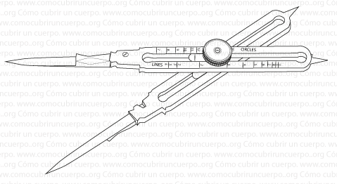 Compás de reducción utilizado en patronaje para aplicar proporcionalidad en la gradación de tallas sin deformaciones
