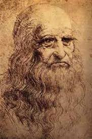 Retrato dibujado de Leonardo da Vinci, artista y estudioso de las proporciones del cuerpo humano.