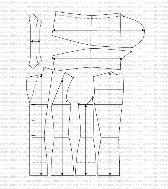 Patrón base de la americana femenina utilizado como punto de partida para el Spencer