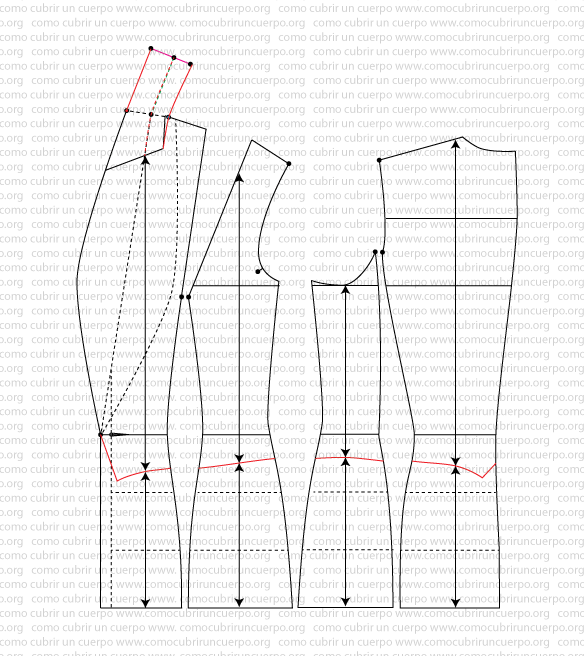 Trazado del bajo del Spencer siguiendo la lógica de un chaleco