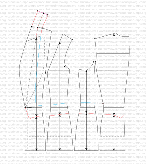 Construcción de la solapa y de la enforma inferior en el patrón del Spencer